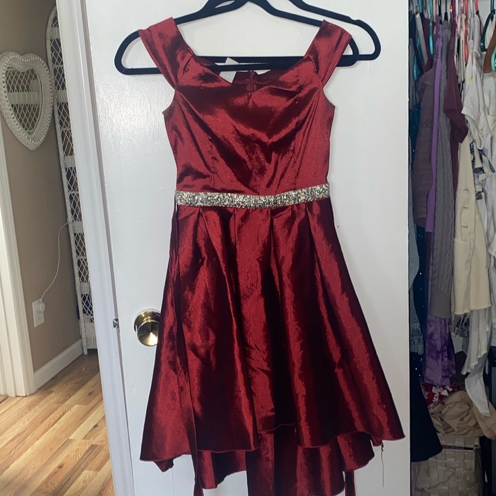 boutique red high-low christmas dress